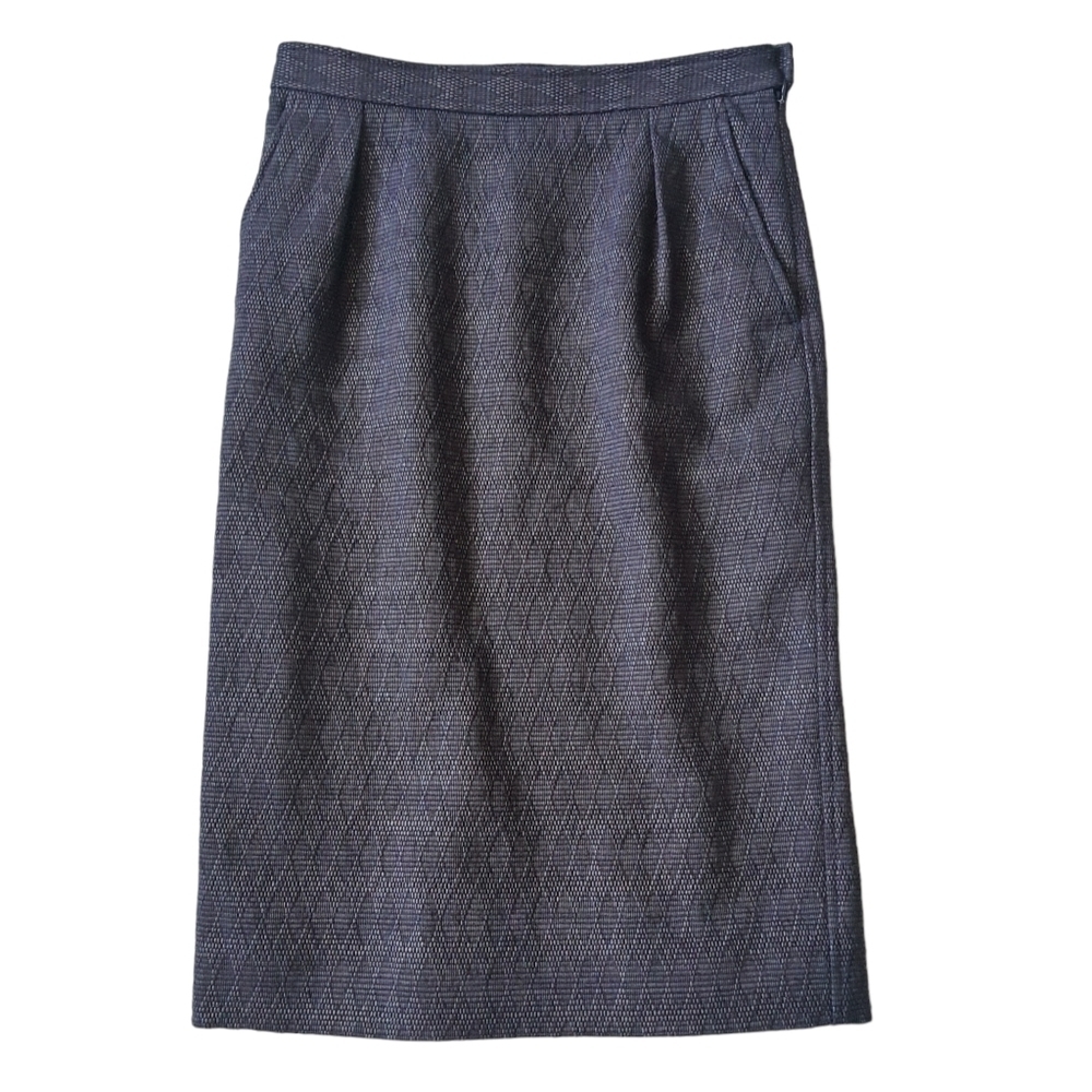 Vintage Yves Saint Laurent Rive Gauche Purple Diamond Weave Pencil Skirt